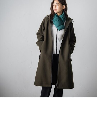 メルトンジャージーフーディZIPロングコート