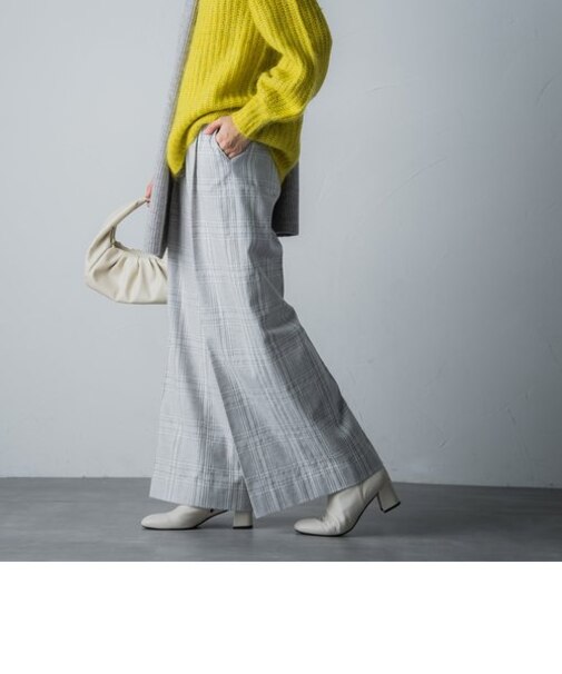 グレンチェックワイドパンツ≪手洗い可能≫