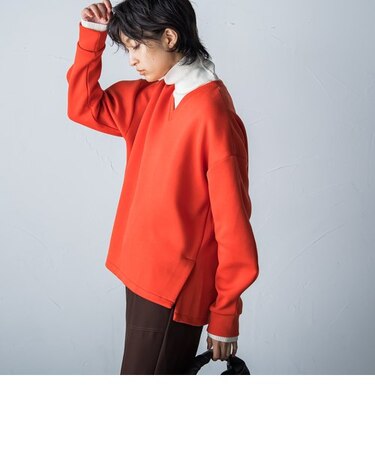 【socolla】ダンボールVネックスウェットプルオーバー≪洗濯機で洗える≫