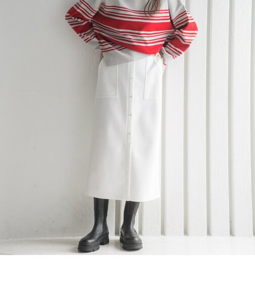 フロントボタンジョーゼットベイカースカート≪セットアップ対応/洗濯機で洗える≫