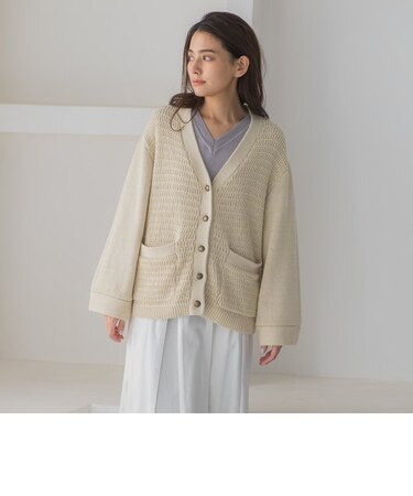 ツイードライクMIXテープヤーンカーディガン≪手洗い可能≫