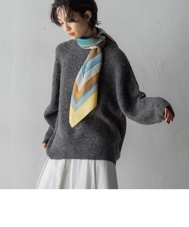 カラーネップヤーン編地ブロッキングニットプルオーバー≪手洗い可能≫