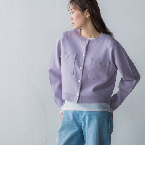 【WEB限定】スポンジニットジャケットカーディガン≪手洗い可能≫