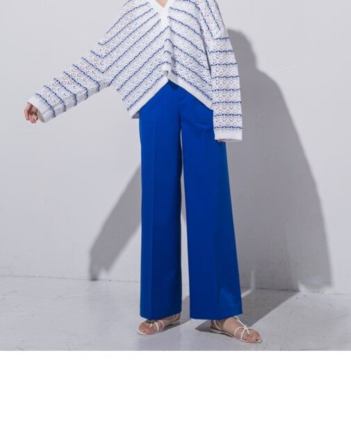 【ECOBLUE】ベイカーディテールワイドパンツ≪洗える≫