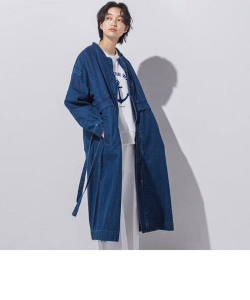 【socolla】ロングブルゾンデニムコート≪手洗い可能≫