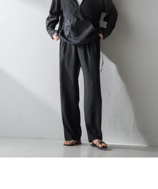 【2023SS叶えるパンツ】とろみタックワイドパンツ≪洗濯機で洗える≫