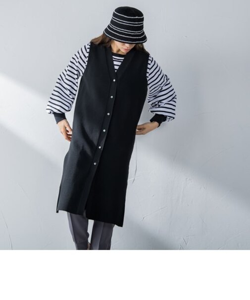 【LOVEFESTA】リサイクルポリエステルロングニットベスト≪手洗い可能≫