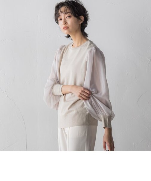 シアータックスリーブドッキングプルオーバー≪手洗い可能≫