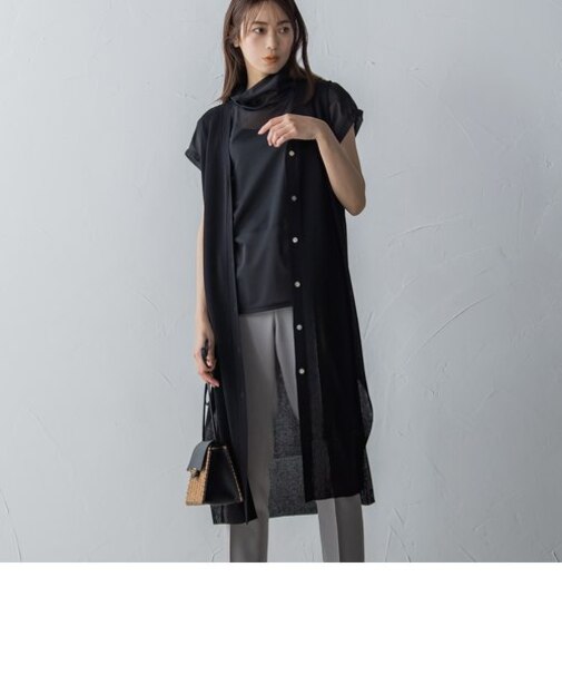 ロングニットジレ≪手洗い可能≫