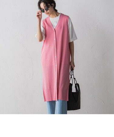 ロングニットジレ≪手洗い可能≫