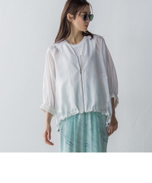 シアーVネックブルゾン≪洗濯機で洗える≫