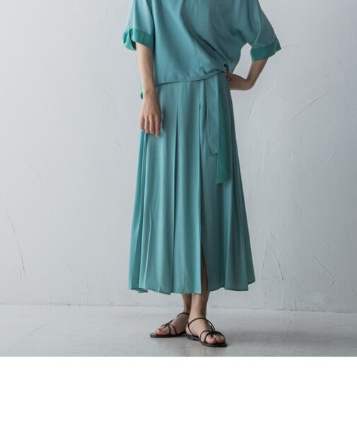 【WEB限定カラーあり】シャンブレー異素材ドッキングスカート≪セットアップ対応≫