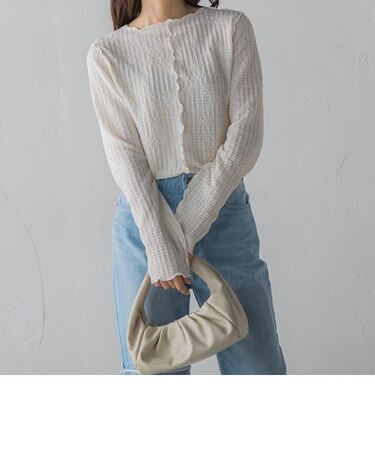 【WEB限定】メロウフリルジャガードプルオーバー≪手洗い可能≫