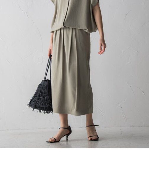 2WAYジョーゼットランダムタックスカート≪セットアップ対応/洗濯機で洗える≫