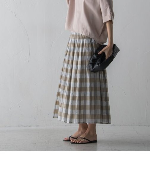 チェック＆ストライプリバーシブルスカート≪洗濯機で洗える≫