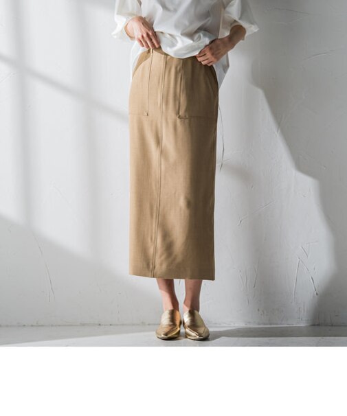 リネンライクベイカータイトスカート≪洗濯機で洗える≫