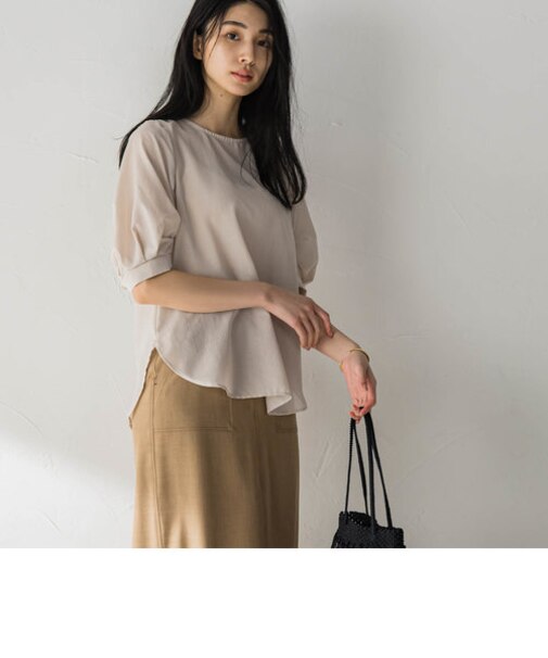 シアーボイル袖タックブラウス≪洗濯機で洗える≫