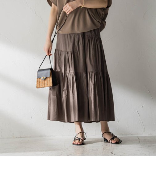 【WEB限定カラーあり】ランダムティアードスカート≪洗濯機で洗える≫