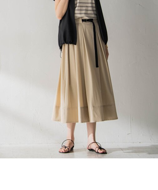 撥水ウエストタックフレスカート≪WEBカラーあり/手洗い可能≫