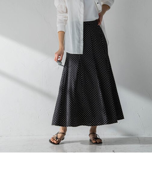サッカードットフレアスカート≪手洗い可能≫