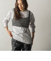 ツイードBACK釦ビスチェ