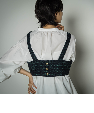 ツイードBACK釦ビスチェ