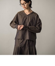 ツイルシャンブレーブラウス≪セットアップ対応/手洗い可能≫