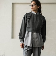 裏毛クロップドトレーナー≪洗濯機で洗える≫