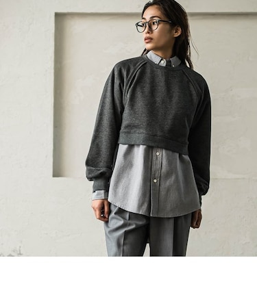 裏毛クロップドトレーナー≪洗濯機で洗える≫