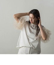 チュールフリルスリーブTシャツ