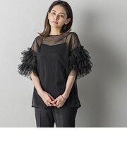 フリルスリーブチュールプルオーバー
