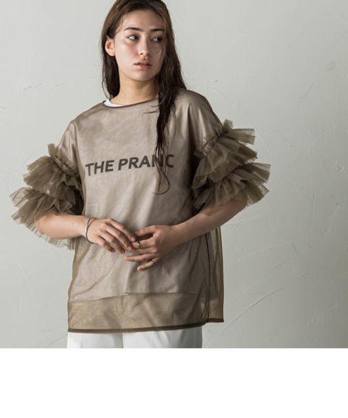 フリルスリーブチュールプルオーバー