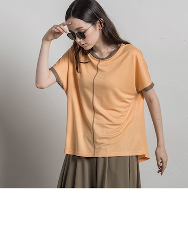 配色ステッチTシャツ≪手洗い可能≫