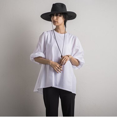 接触冷感ボリュームスリーブドッキングプルオーバー≪洗濯機で洗える≫