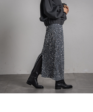 【カタログ掲載】スパンコールナロースカート≪手洗い可能≫