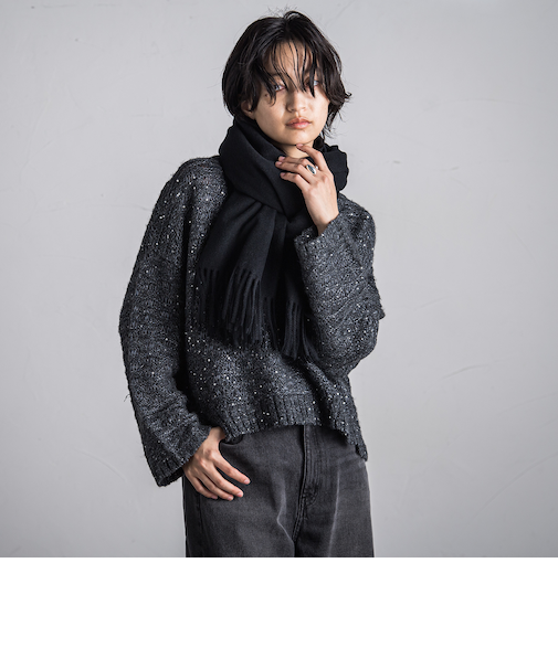 【WEB限定】スパンコールシャギーニットプルオーバー≪手洗い可能≫