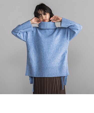 【WEB限定】MIXヤーンサイドスリットニットプルオーバー≪手洗い可能≫