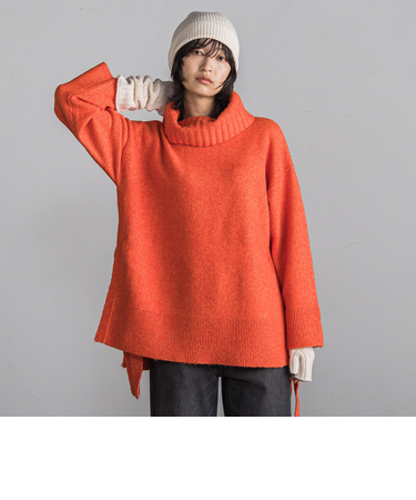 【WEB限定】MIXヤーンサイドスリットニットプルオーバー≪手洗い可能≫