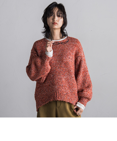【WEB限定】ラメ混ファンシーヤーンニットプルオーバー≪手洗い可能≫