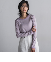 チュール使いラメリブロングTシャツ≪手洗い可能≫