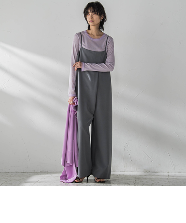 アシンメトリーワイドキャミオールインワン≪洗濯機で洗える≫