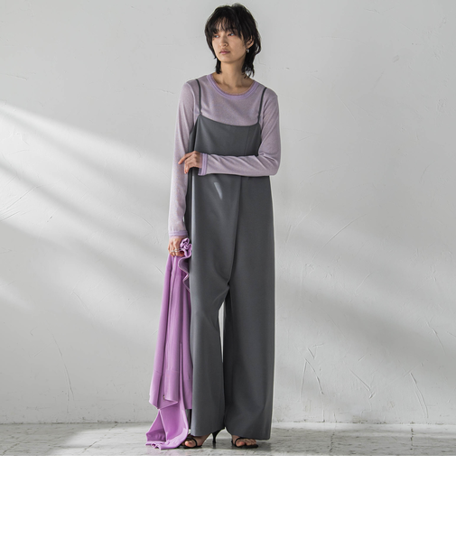 アシンメトリーワイドキャミオールインワン≪洗濯機で洗える≫