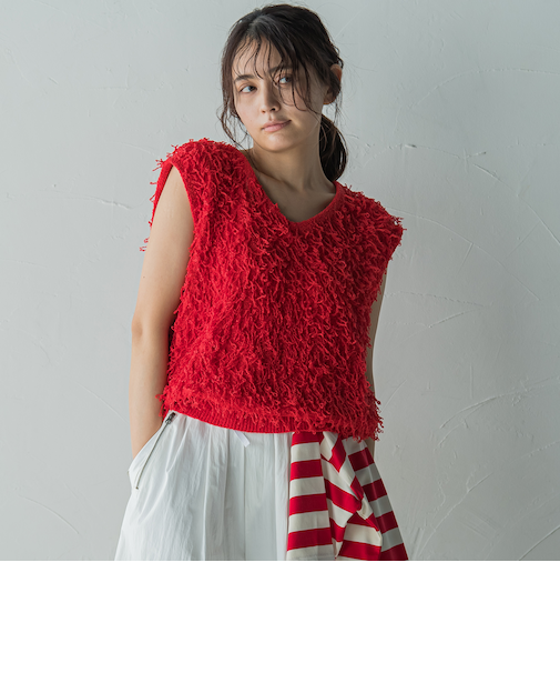 ループフリンジニットベスト≪手洗い可能≫