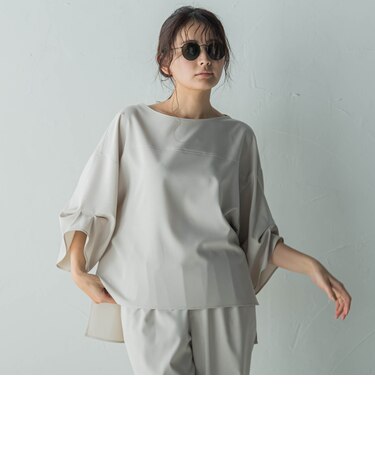 タックワイドスリーブボートネックブラウス≪洗濯機で洗える≫