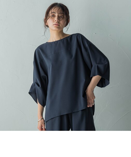 タックワイドスリーブボートネックブラウス≪洗濯機で洗える≫