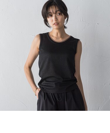 チュール使いラメリブタンクトップ≪手洗い可能≫