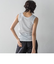 チュール使いラメリブタンクトップ≪手洗い可能≫