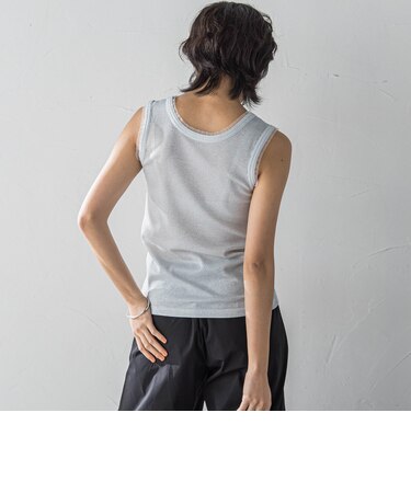 チュール使いラメリブタンクトップ≪手洗い可能≫