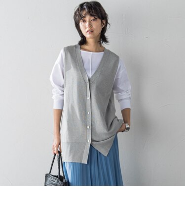 ハイゲージニットロングジレ≪手洗い可能≫