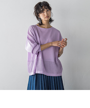 ペーパーブレンドメッシュヘムニットプルオーバー≪手洗い可能≫